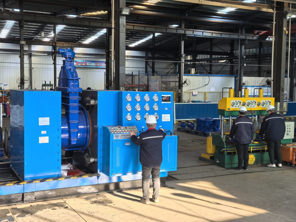 Hydrostatic pressure testing of ductile iron valves before export