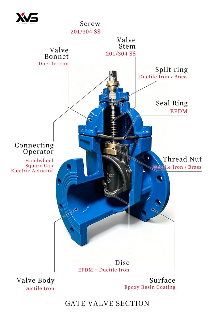Detailed structural diagram showing internal gate valve replacement parts and components